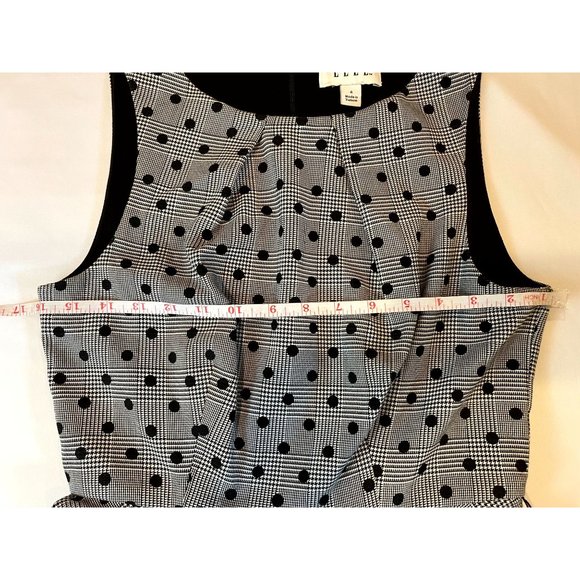 Elle Womens Fit & Flare Dress Polka Dots Boat Neck Back Zip Gray Black Size 4 - Picture 5 of 9